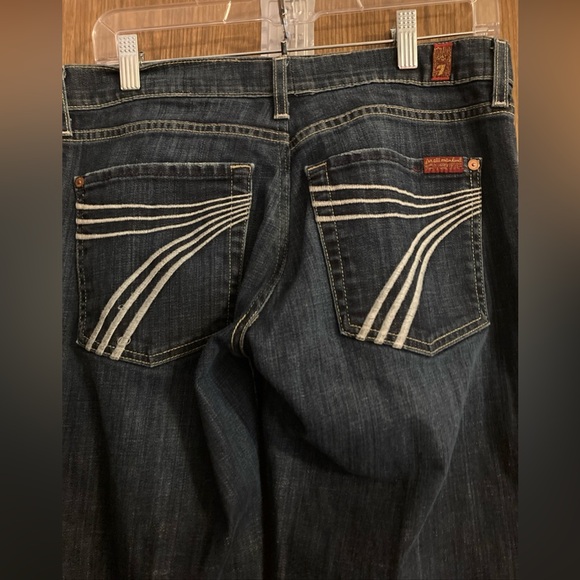 7 For All Mankind Jeans dojo Womens 31x29” Flare Low Rise Denim Stretch Blue - Picture 2 of 12